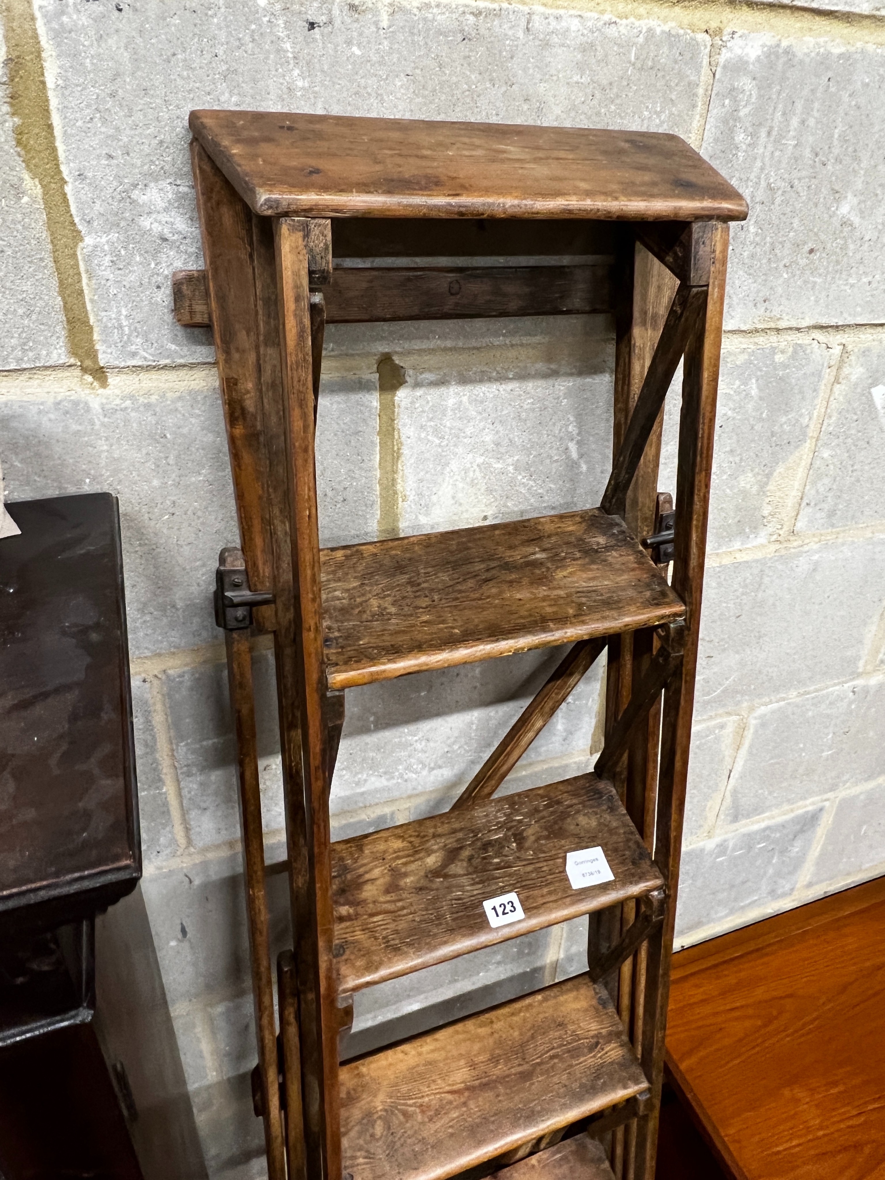 A vintage pine Hatherley step ladder, height 178cm